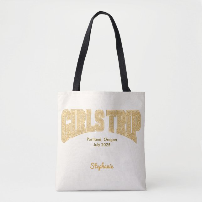 GIRLS TRIP Varsity Summer Sunset Ditzy Floral  Tote Bag (Front)