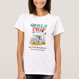 Girls Trip Vintage Retro Beach Custom Text T-Shirt