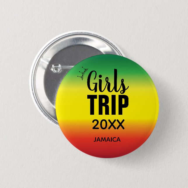 Girls Trip with Crown Year & Name Green Yellow Red Button (Front & Back)