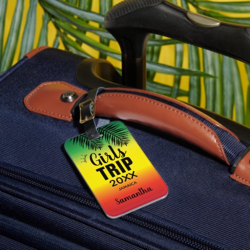 Girls Trip with Crown Year  Name Green Yellow Red Luggage Tag