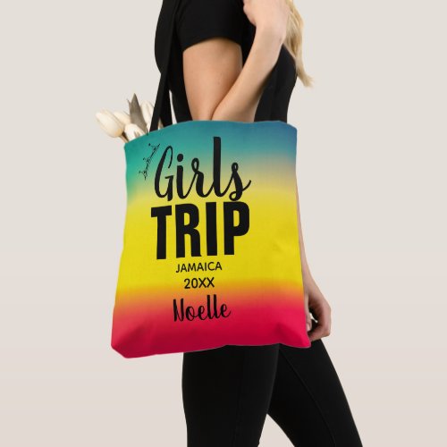 Girls Trip with Crown Year  Name Green Yellow Red Tote Bag