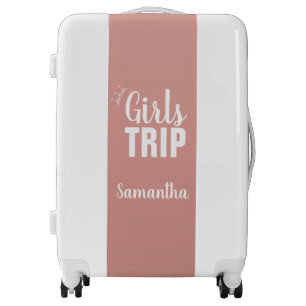 Girls Trip with Crown, Your Name, Pink Luggage
