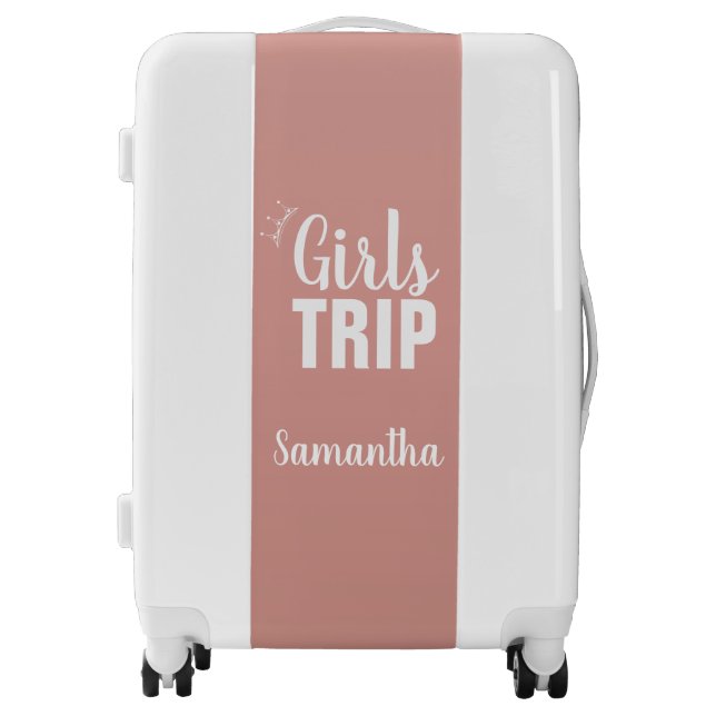 Girls Trip with Crown, Your Name, Pink Luggage (Front)