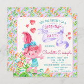 Girls Troll Birthday Party Invitations (Front/Back)