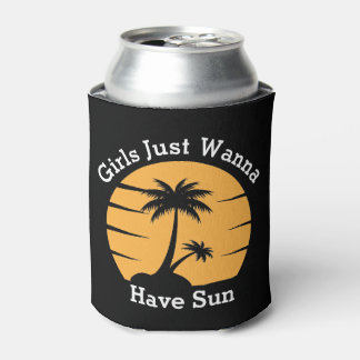 Girls Tropical Beach Vacation Summer Can Cooler