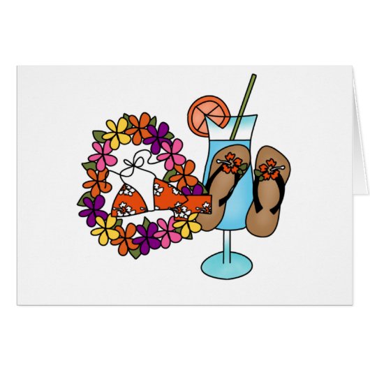 Girls Tropical Flip Flops Three Cards (Front Horizontal)