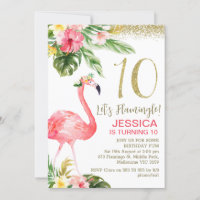 Girls Tropical Foral Let's Flamingle 10th birthday
