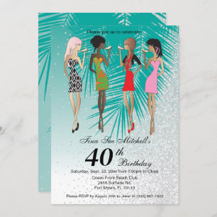 Girls Tropical Luau Party Invitation