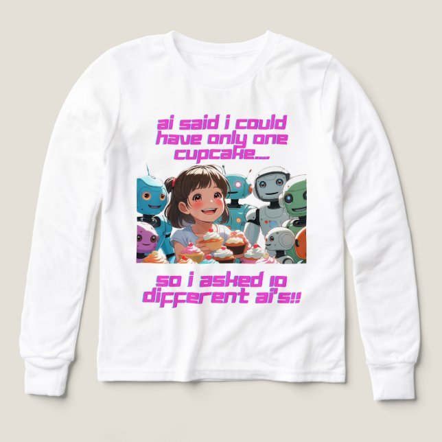 Girls Tshirt-Funny Girls Long Sleeve T-Shirt Tri-Blend Shirts (Design Front)