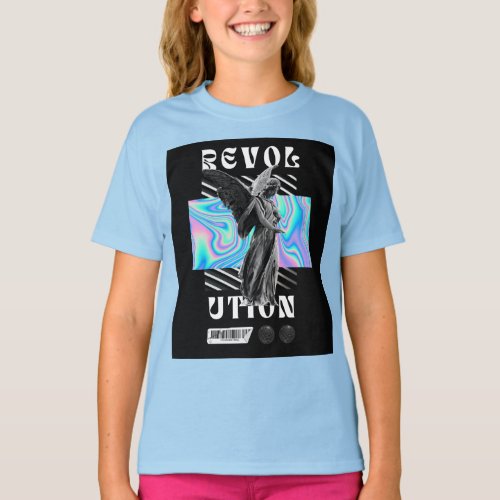 Girls tshirt printed luxury fancy design sky_blue