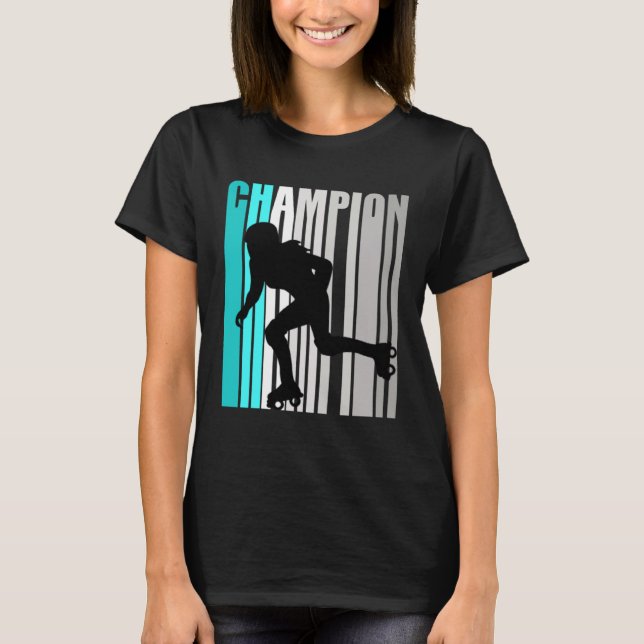 Girls Turquoise Roller Skating Champion Roller Ska T-Shirt (Front)