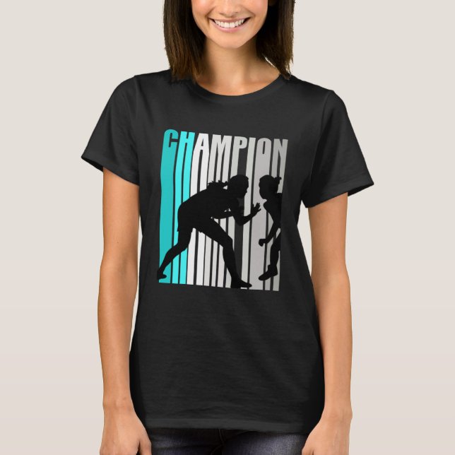 Girls Turquoise Wrestling Champion Wrestling Team T-Shirt (Front)