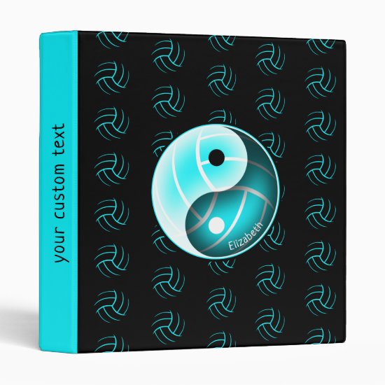 girls turquoise yin yang w minimal volleyballs 3 ring binder