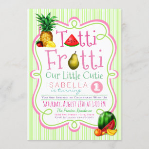 Girls Tutti Frutti Birthday Party Invitation