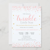 Girls Twinkle Little Star Pink & Gold 1st Birthday Invitation (Front)