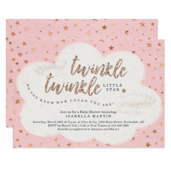 twinkle twinkle little star baby shower invitations girl