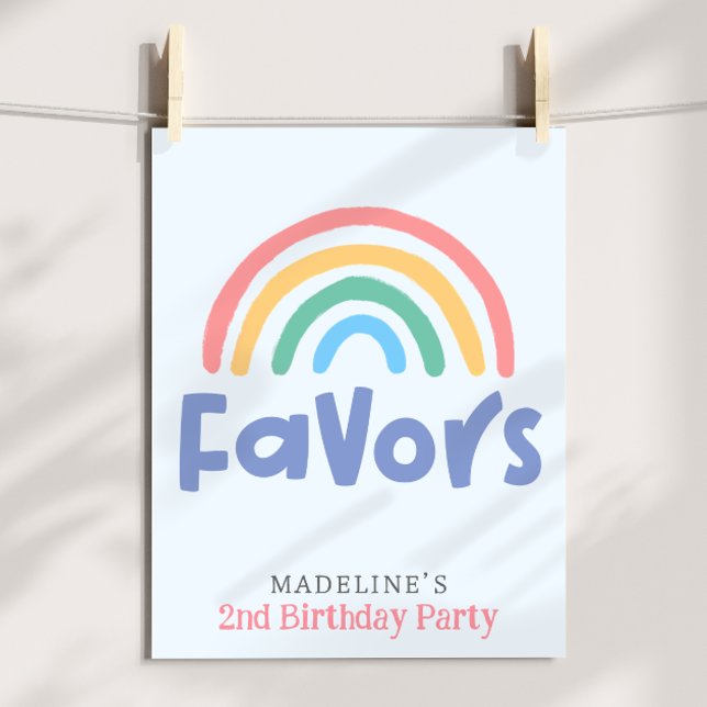 Girls Two Cool 2nd Birthday Rainbow Favor Poster (Creator Uploaded)