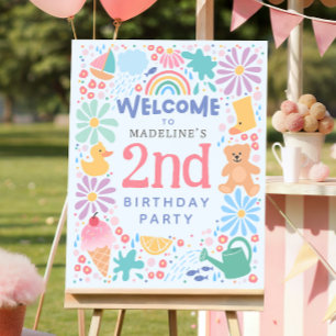 Girls Two Cool Pool Party 2nd Birthday Welcome Foam Board