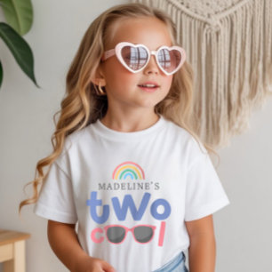Girls Two Cool Rainbow 2nd Birthday T-Shirt