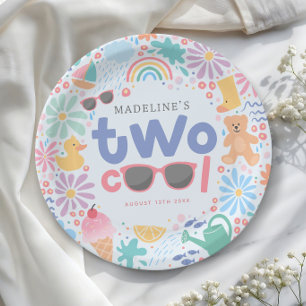 Girls Two Cool Summer Pool Party 2nd Birthday Paper Plates