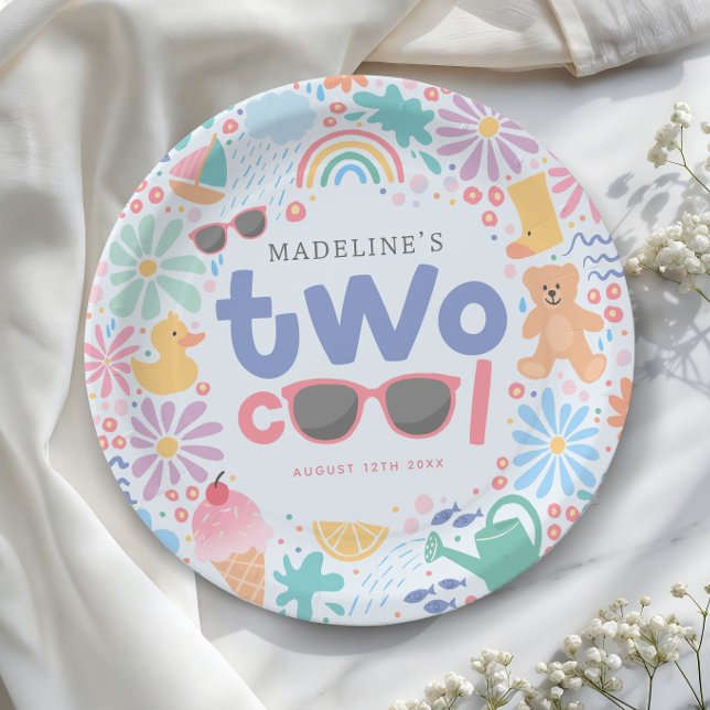Girls Two Cool Summer Pool Party 2nd Birthday Paper Plates (Creator Uploaded)
