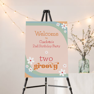 Girl's Two Groovy Daisies 2nd Birthday Welcome Foam Board