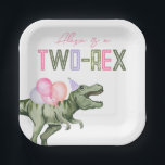 Girl's Two-Rex Party Paper Plates<br><div class="desc">Dinosaur Party Plates

Ready to be personalized by you!</div>