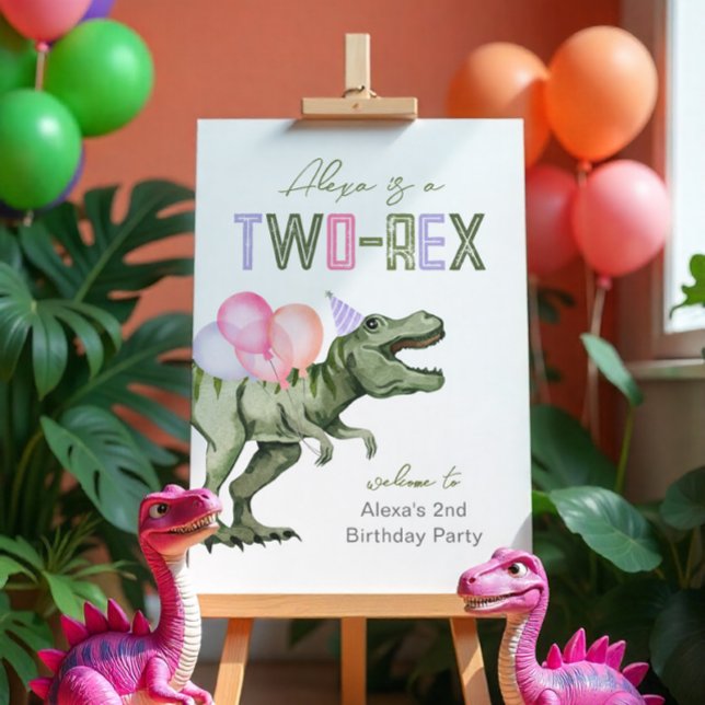 Girl's Two-Rex Party Welcome Sign (Creator Uploaded)