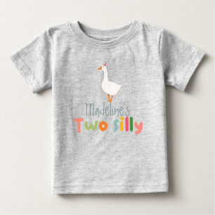 Girls Two Silly Goose 2nd Birthday Baby T-Shirt