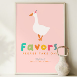 Girls Two Silly Goose 2nd Birthday Favors Poster