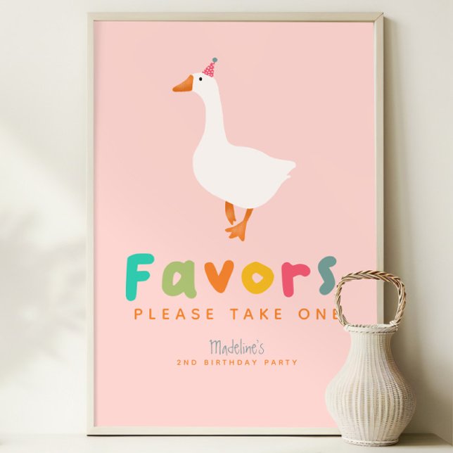 Girls Two Silly Goose 2nd Birthday Favors Poster (Creator Uploaded)