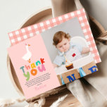 Girls Two Silly Goose 2nd Birthday Photo Thank You Card<br><div class="desc">This cute and fun kids 2nd birthday thank you card features a two silly goose with a pink party hat,  and can be personalized with your own message and photo. The perfect farm design for your girls colorful first or second birthday!</div>