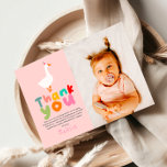 Girls Two Silly Goose 2nd Birthday Photo Thank You Card<br><div class="desc">This cute and fun kids 2nd birthday thank you card features a two silly goose with a pink party hat,  and can be personalized with your own message and photo. The perfect farm design for your girls colorful first or second birthday!</div>