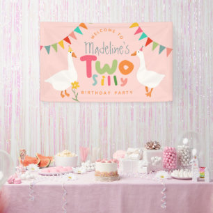 Girls Two Silly Goose 2nd Birthday Welcome Banner