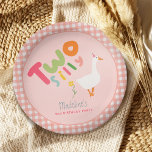 Girls Two Silly Goose Pink Farm 2nd Birthday Paper Plates<br><div class="desc">This cute and whimsical girls 2nd birthday paper plate design features a silly goose with a pink party hat,  and can be personalized with your girls name. The perfect farm design for your little one's second birthday!</div>