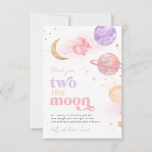 Girl's Two the Moon Thank You Cards