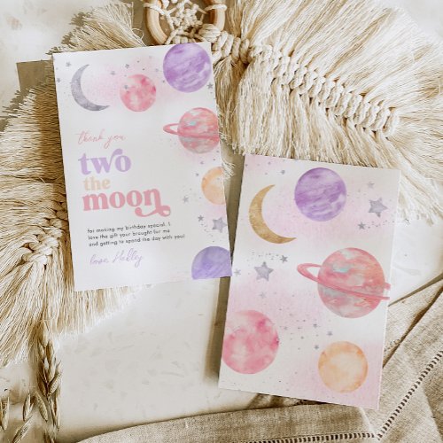 Girls Two the Moon Thank You Cards