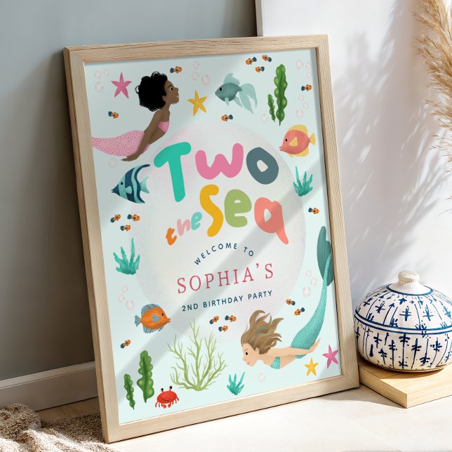 Girls Two the Sea Mermaid Splash Welcome Sign (Creator Uploaded)