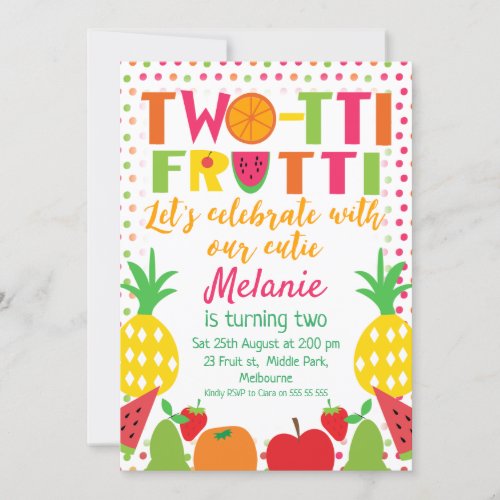 Girls Two_tii Fruit 2nd Birthday invitation