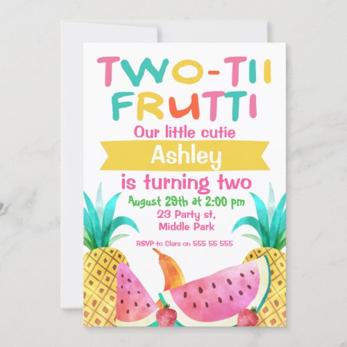 Girls Two_tti Frutti 2nd Birthday Invitation