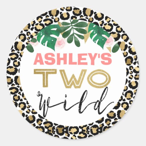 Girls Two Wild Safari Themed Birthday Sticker