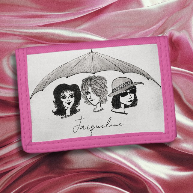 Girls Under an Umbrella Illustration Trifold Wallet (Creator Uploaded)