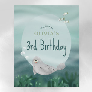 Girls Under Sea Ocean Seal Birthday Welcome Sign