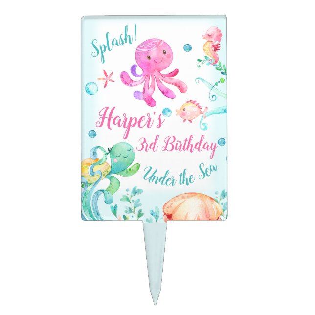 Girls Under The Sea Birthday Cake Topper  (Front)