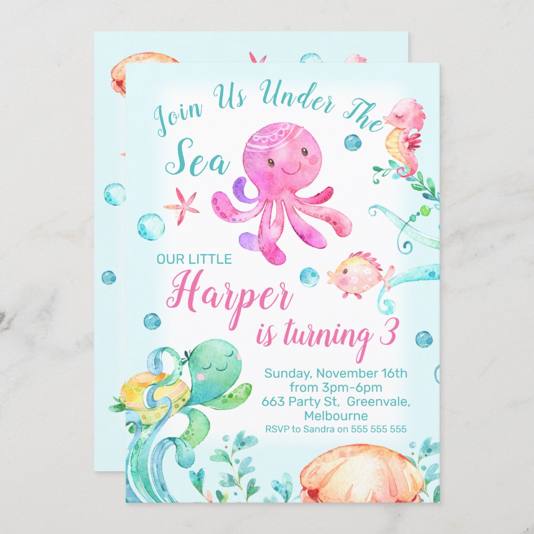 Girls Under The Sea Birthday invitation | Zazzle