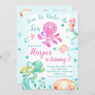 Girls Under The Sea Birthday invitation