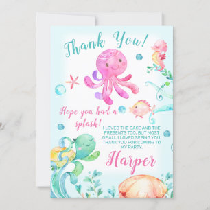 Girls Under The Sea Birthday Thank You Card