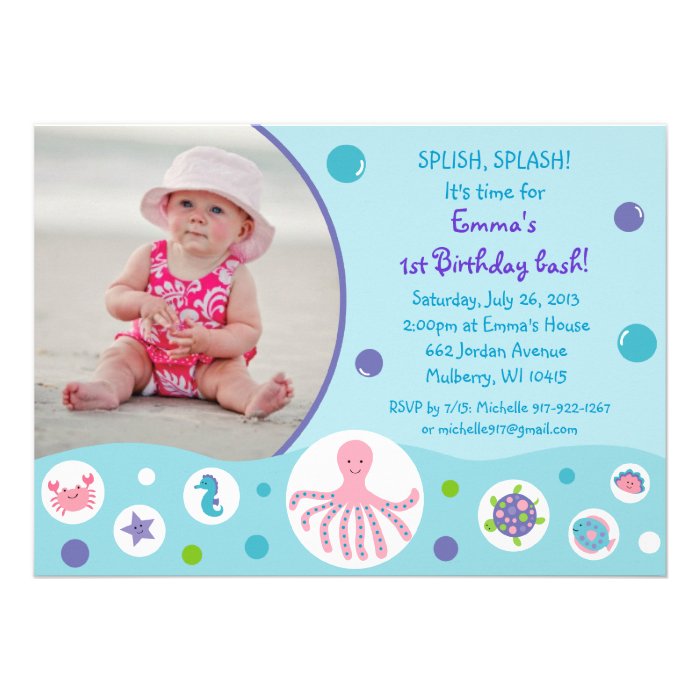 Girls Under the Sea Nautical Birthday Invitations