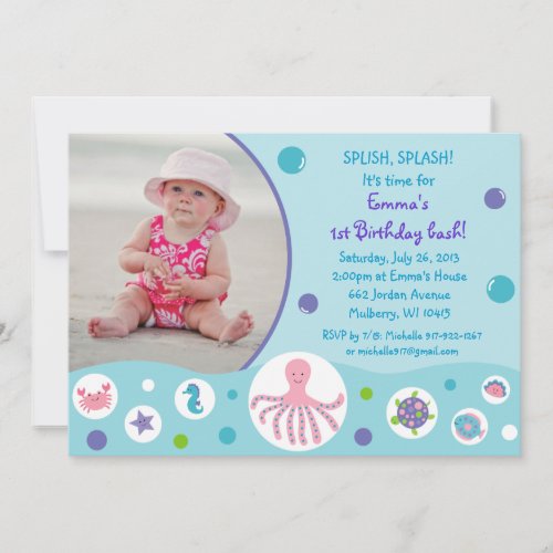 Girls Under the Sea Nautical Birthday Invitations