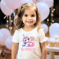 Girls Unicorn 5th Birthday Custom NameT-Shirt